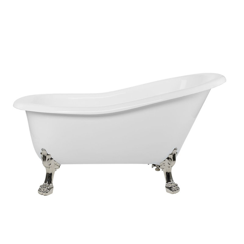 Paris 57'' x 28'' Soaking Acrylic Bathtub, Polished Nickel