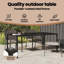 Garden Table Brown Tempered Glass&Poly Rattan Patio Table Multi Colours-1605534324-1605534327