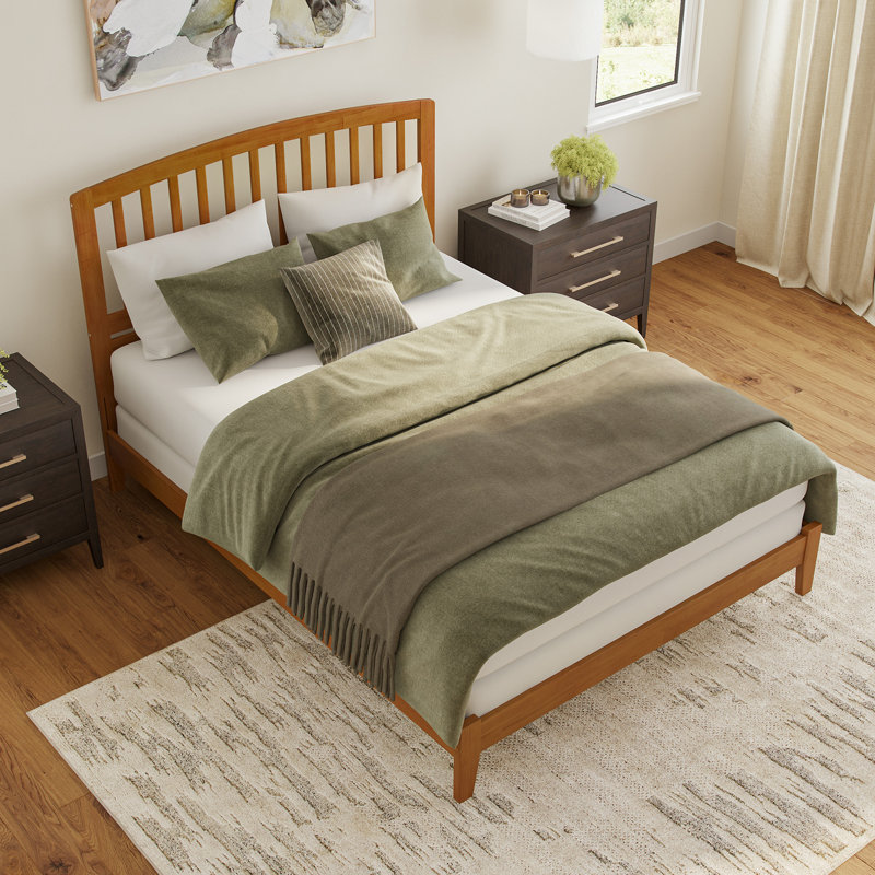 Bharmal Solid Wood Foundation Bed, Queen, Light Toffee