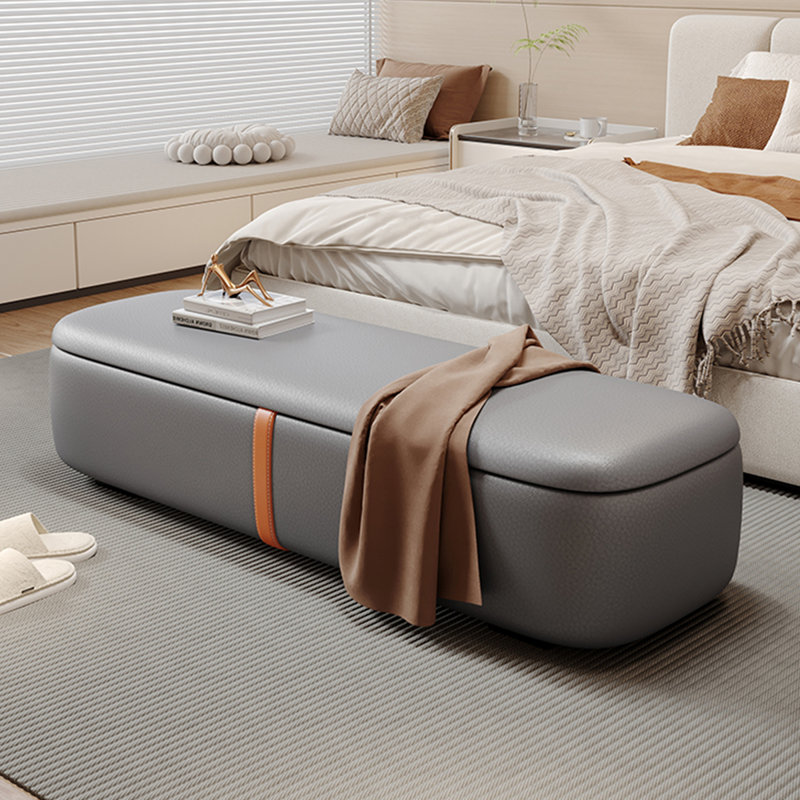 Banc de rangement gris en bois gris pour chambre et vestibule, H 15,75 po x l 70,87 po x P 17,72 po, Gris