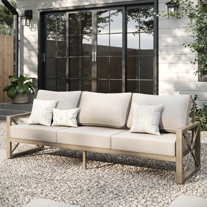 Canapé d'extérieur 3 places en aluminium, Beige