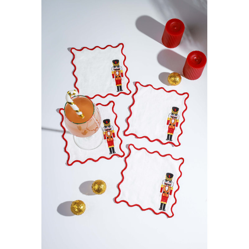 Nutcracker Parade Embroidered Cocktail Napkins – Set of 4