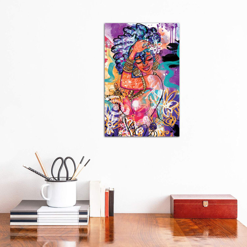 «Gold Flowers» par Justin Copeland, H 18 po x l 12 po x P 1,5 po, Toile tendue