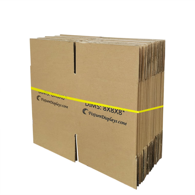 20 Pack 8 X 8 X 8" Printed Shipping Boxes, Singlewall B Flute Cardboard Box For Shipping, Mailing, Packaging And Storage