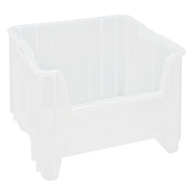 Container, stacking, 17-1/2" x 16-1/2" x 12-1/2", injection molded high density polypropylene, six 1/4" drill hole pattern on bottom allows for easy hole insertion for drainage and air circulation, case of 2