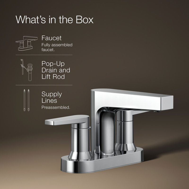 Taut Centerset Bathroom Sink Faucet, Polished Chrome