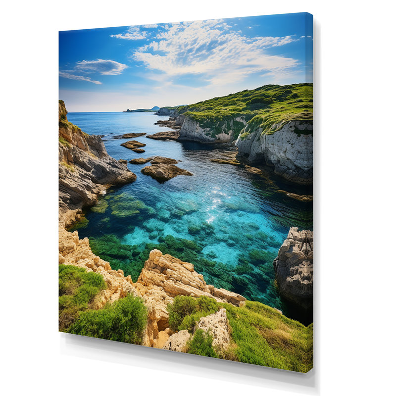 Espagne sérénité côtière à Menorcain - Décoration murale nautique et plage, H 32 po x l 16 po x P 1 po, Toile tendue