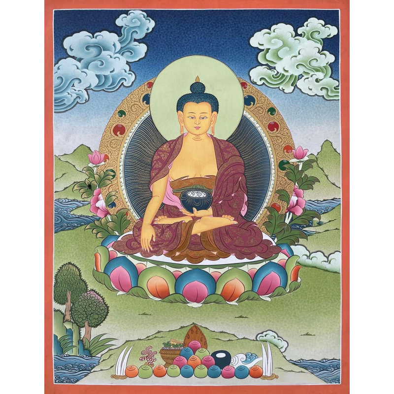 Bouddha Shakyamuni assis (Thangka sans brocart)