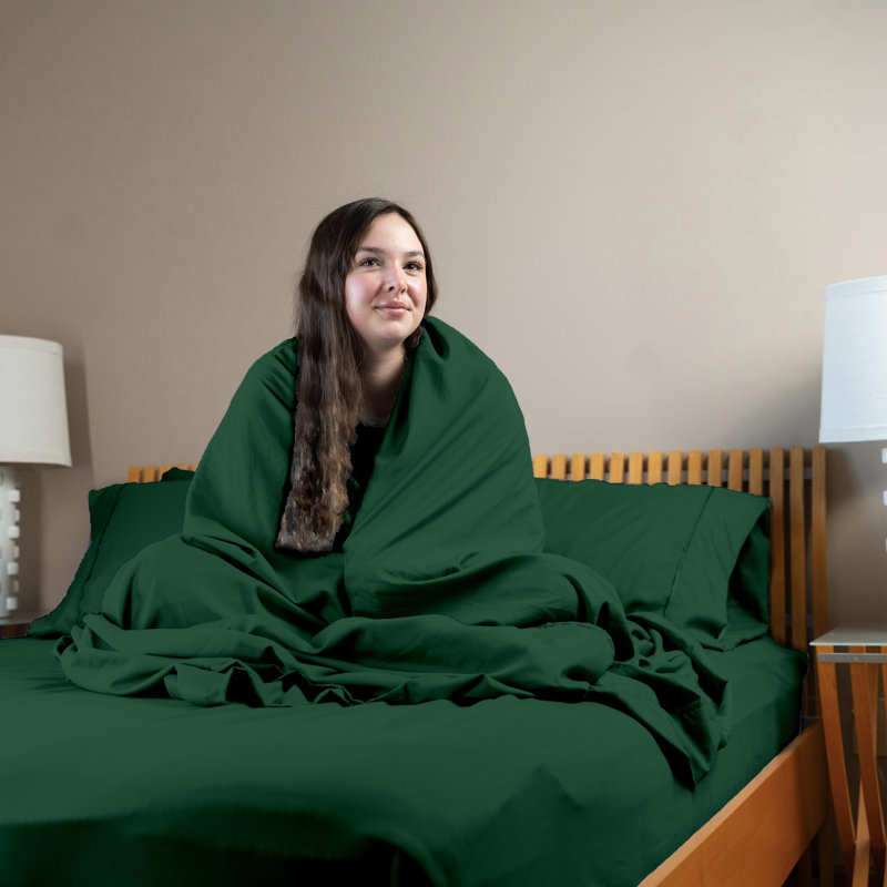 Ultra Soft Bamboo Sheet Set - 4 Pc Set - Wrinkle Resistant - Cooling Sheets with Deep Pockets, Emerald