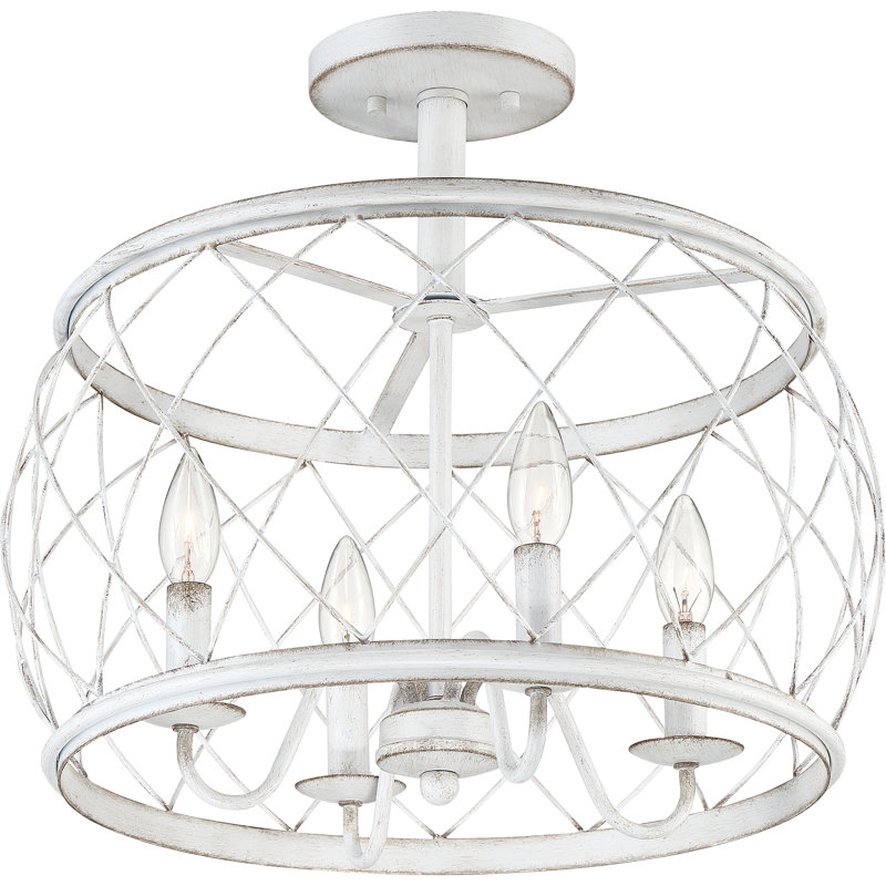 Arton 4 - Plafonnier semi-encastré de 17,5 po L, Blanc antique