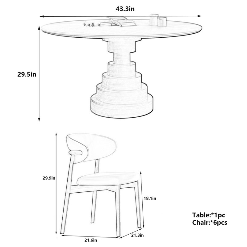 Table de salle à manger haut de gamme, H 29,5 po x L 43,3 po x l 43,3 po