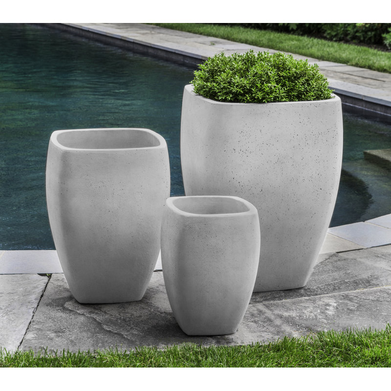 Ensemble de pots à fleurs en ciment 3 pièces Tilford, Plage blanche