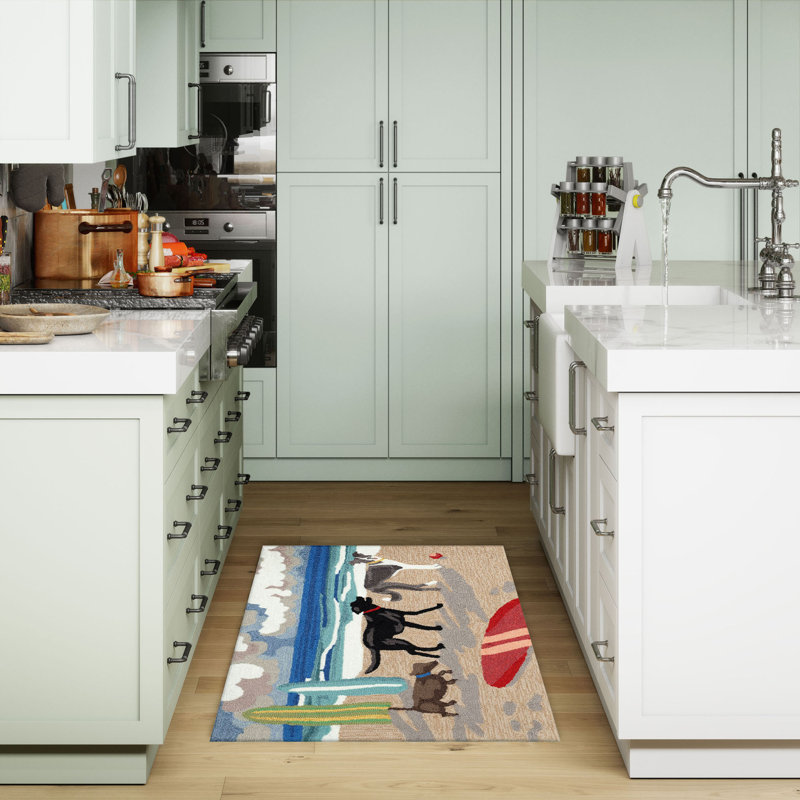 Caragan Polyester Kitchen Mat, Rectangle 1'8" x 2'6"