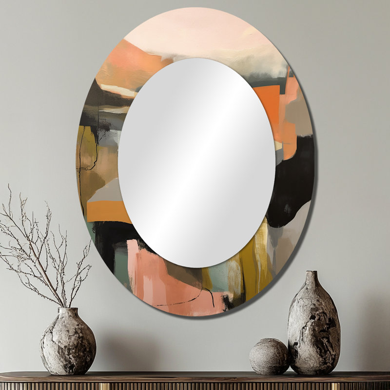 Miroir mural vert et beige Transcendant Reality II, 40 po x 30 po