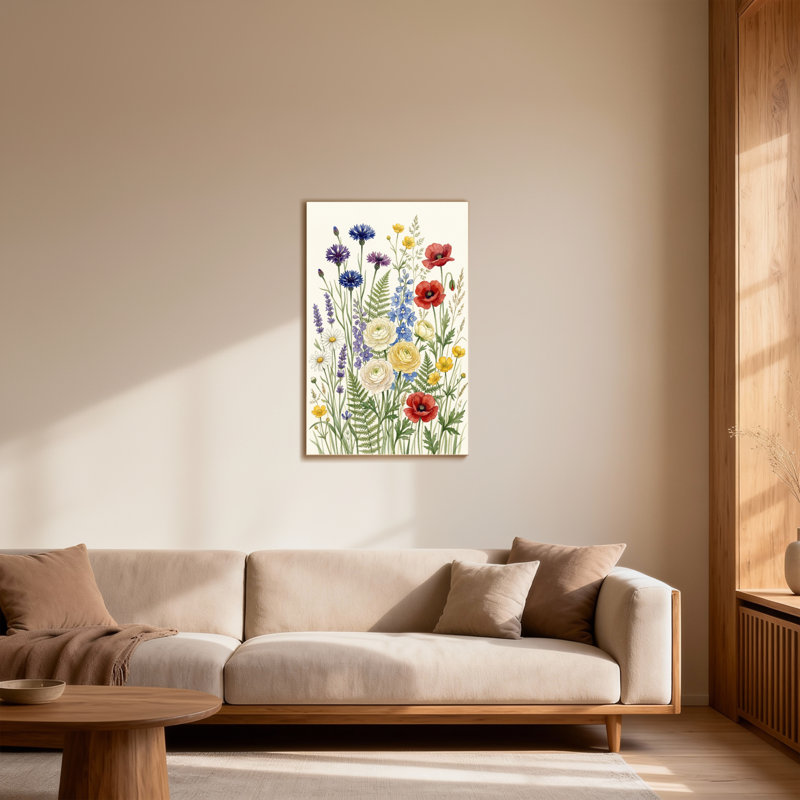 Plantes et fleurs, fleurs sauvages colorées sur fond crème