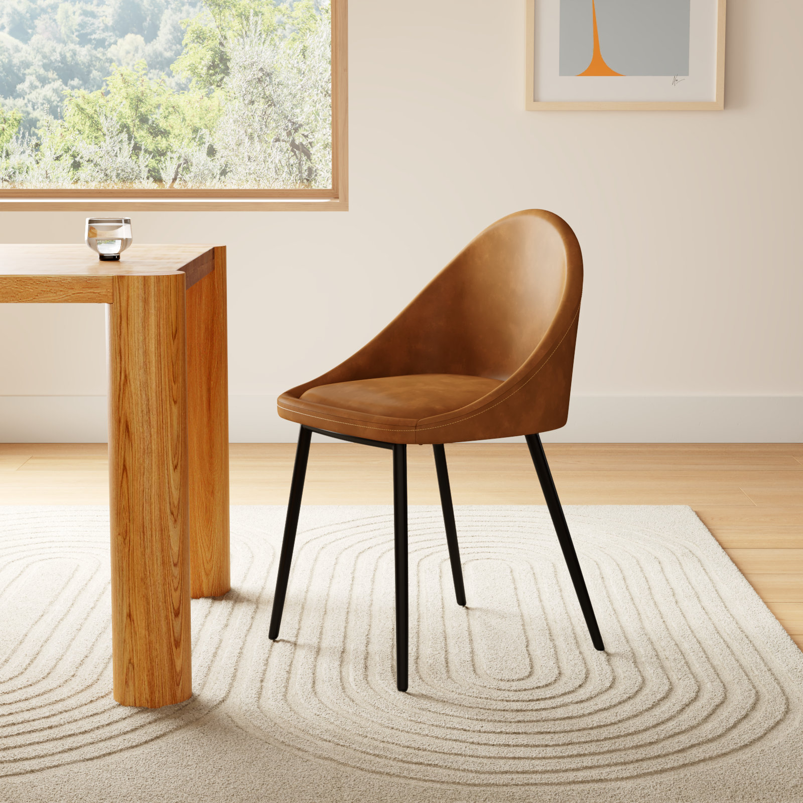Holmes Vegan Leather Dining Chair, Honey Tan