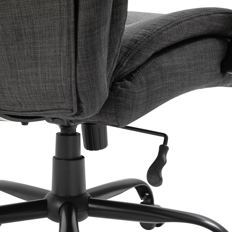 Grande et haute chaise de bureau de 500 lb pour une utilisation prolongée. Fauteuil ergonomique, à hauteur réglable, à roulettes pivotantes, en lin et gris foncé. Forfait de printemps, travailleurs