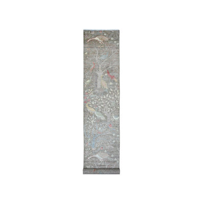 2'9" x 15'9" New Hand Knotted Brown Wool Runner Oriental Rug - MOA10220643