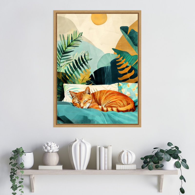 «Cats Life Nap» par Ilora, reproduction d'art sur toile encadrée, H 24 po x l 18 po