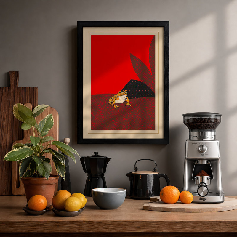 Toad Beneath Shadow Graphic - Framed Print, A3 - 42.0 x 29.7 cm, Black