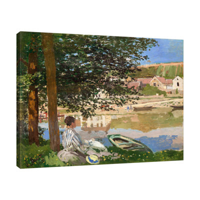 Sur la berge de la seine, Bennecourt par Claude Monet - reproduction d'art sur toile tendue