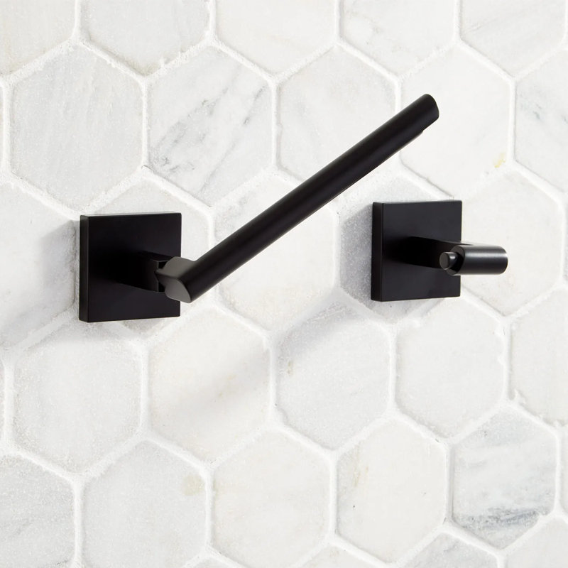 Hibiscus Wall Mount Toilet Paper Holder, Matte Black
