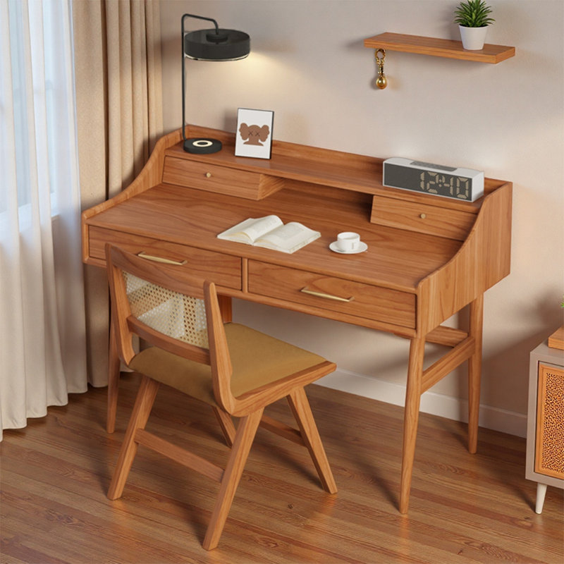 Simple Rectangular Cherry Wood Solid Writing Desk