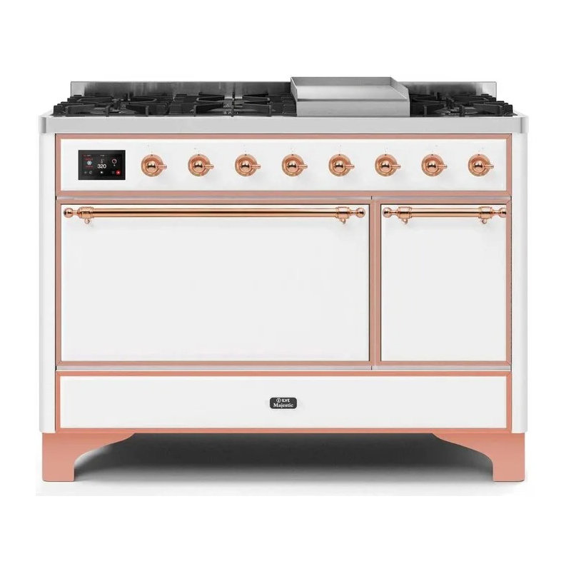 Majestic II 47.83" 5.02 Cu.Ft. Freestanding Dual Fuel with Griddle and Convection Oven, White/Copper, Natural Gas