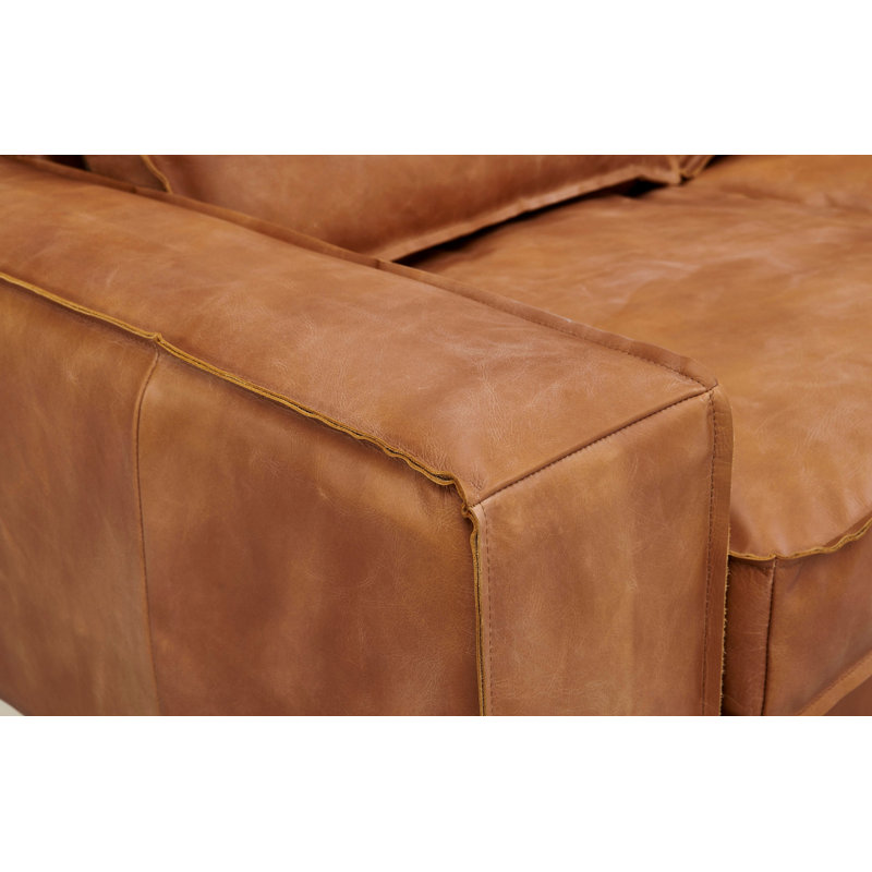 Canapé en cuir fleur Wainscot - châtaignier clair