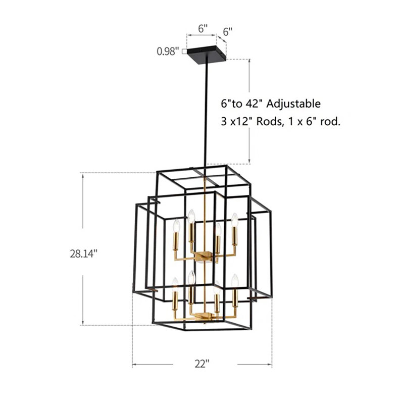 8 - Light Dimmable Lantern Chandelier
