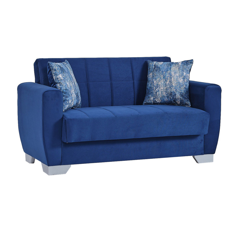 Causeuse convertible avec rangement Primenest Nexaro Collection, Microfibre / microsuède bleu
