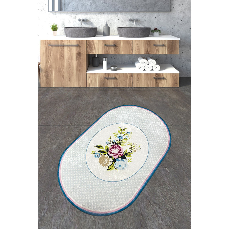Tapis de bain antidérapant 100% polyester, 31,5 po x 39,4 po | 700 g / m², hauteur des poils de 0,4 po, hauteur des éponges de 0,2 po | Imprimé numérique, pois durables sur l'envers, lavable à la machine, idéal pour la sécurité et le confort de la salle de bain
