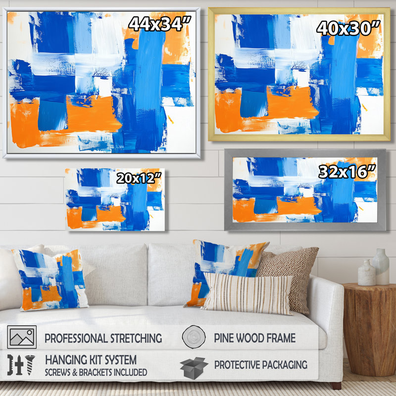 «Blue and Orange Kinetic Energy I», impression d'art mural minimalisme, Reproduction encadrée d'une seule photo sans pass