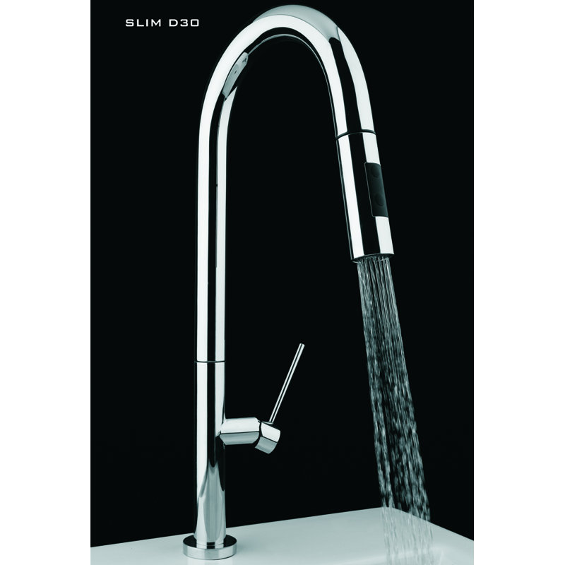 Robinet de cuisine mince rétractable, Chrome