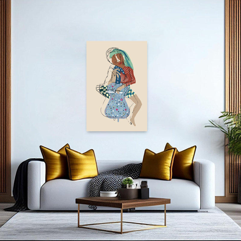 «Serene Cello Player Abstract», art mural moderne et serein, 60" H x 40" W