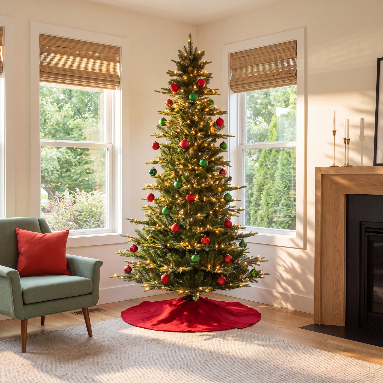 Lighted Artificial Fir Christmas Tree, 6.5'