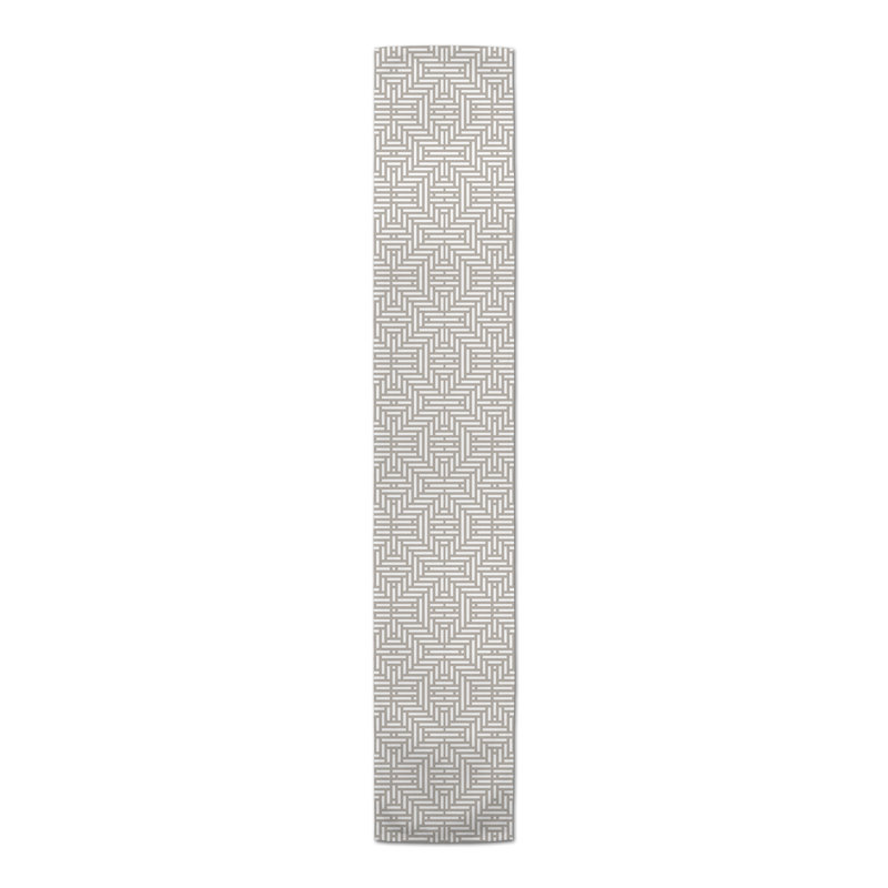 Bromell Rectangle Geometric Polyester Table Runner, 16" D x 72" L, Light Gray