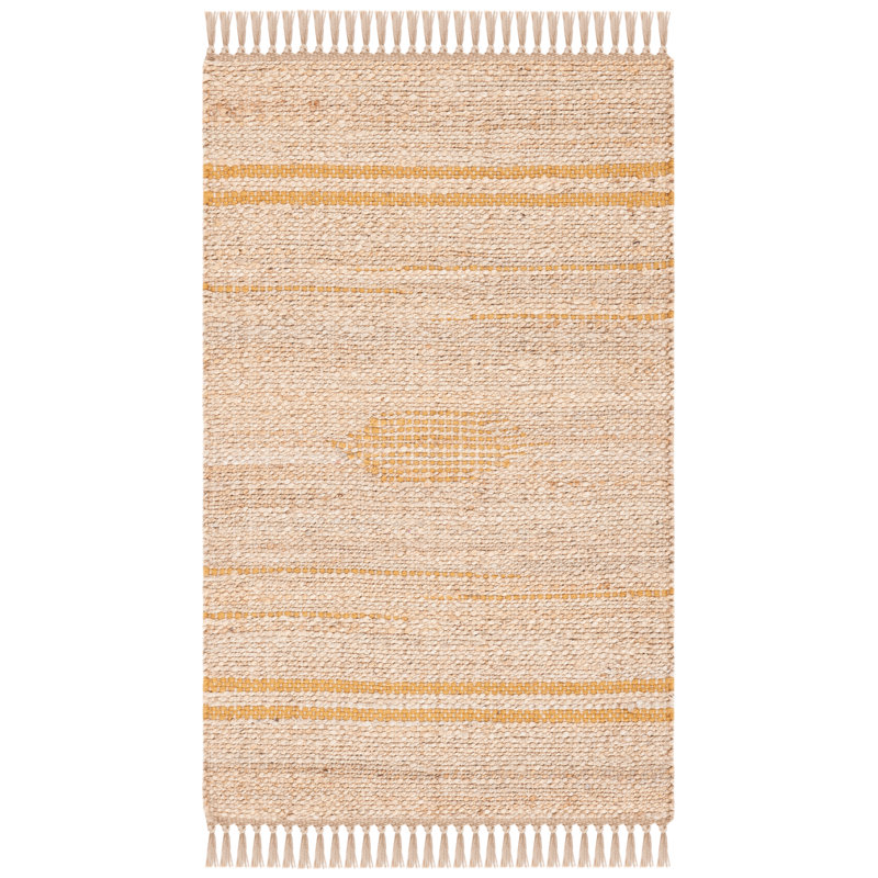 Jackie Abstract Handwoven Jute Tan Area Rug, Rectangle 3' x 5'