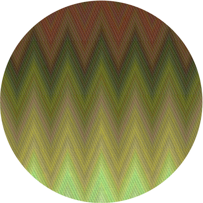 Tapis vert/brun à motifs Efstathios, Rond 8 pi