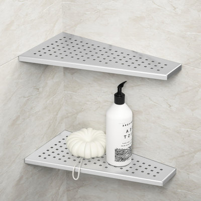 12 Inch 304 Stainless Steel With Grid Design Bathroom Shelf Racks