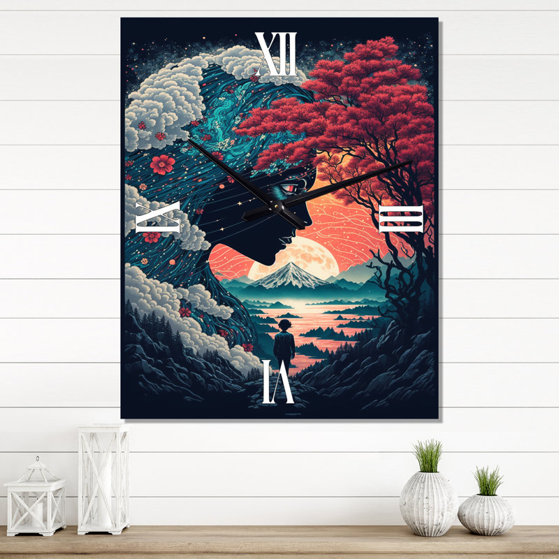 Jeisy - Horloge murale paysage abstrait, Grand