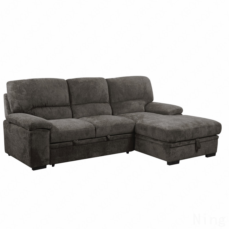Canapé-lit modulaire convertible en L avec méridienne de rangement, canapé-lit de salon, gris