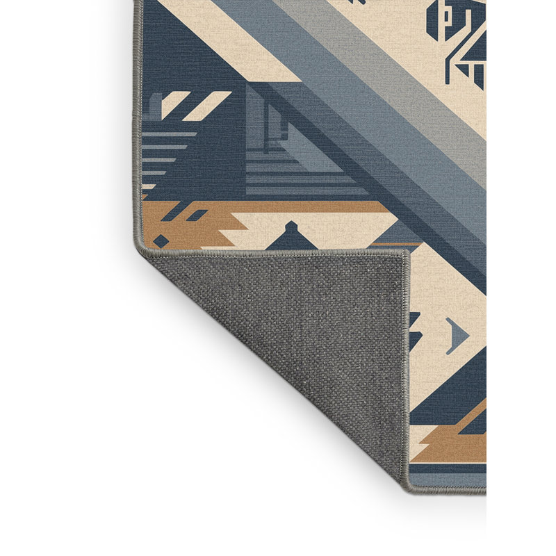 Tapis gris moelleux moelleux à motif de blocs d'inspiration mondiale Dahill, 2 x 4