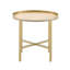 Table de bout ronde avec plateau, chêne et or