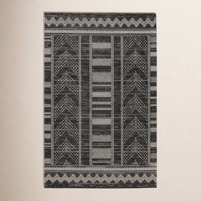 Phoebe Black Light Gray Washable Chevron Rug