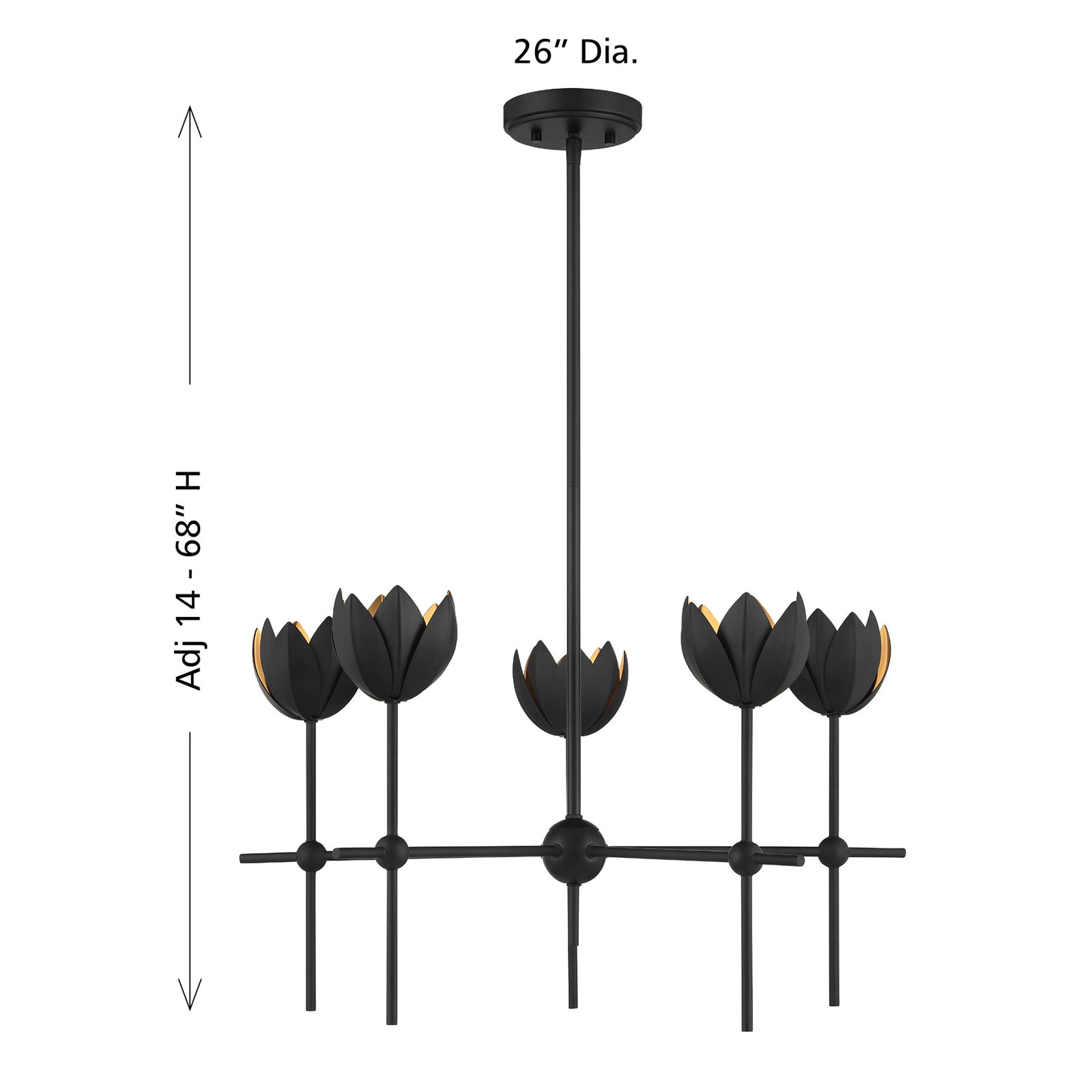 Wolfe 5-Light Chandelier, Matte Black