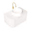 Meuble-lavabo de 91 cm (36 po), lavabo rond en céramique blanche, comptoir en pierre frittée, rangement mural en contreplaqué rayé, préassemblé, glissières de tiroir à fermeture amortie pour une décoration intérieure harmonieuse.