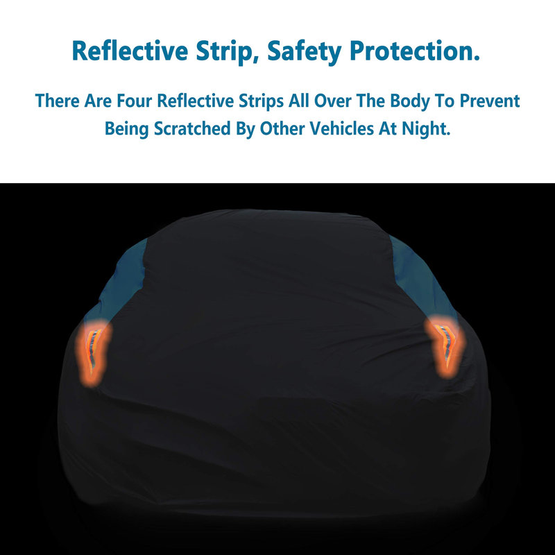 Black and Blue Polyester Waterproof Outdoor Car Cover for Sedan