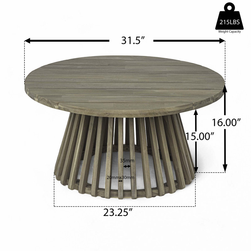 Table basse de patio en bois d'acacia, Grey