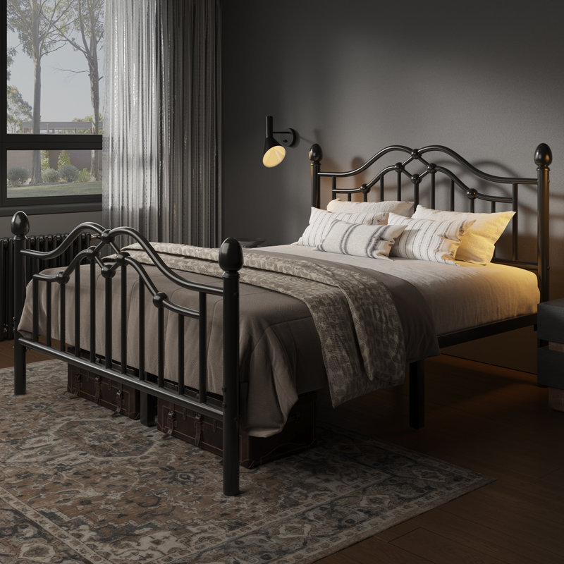 Queen Exquisite Metal Platform Bed with Sturdy and Stable Structure, Spacious Storage, Easy Assembly, Black, Black, Queen